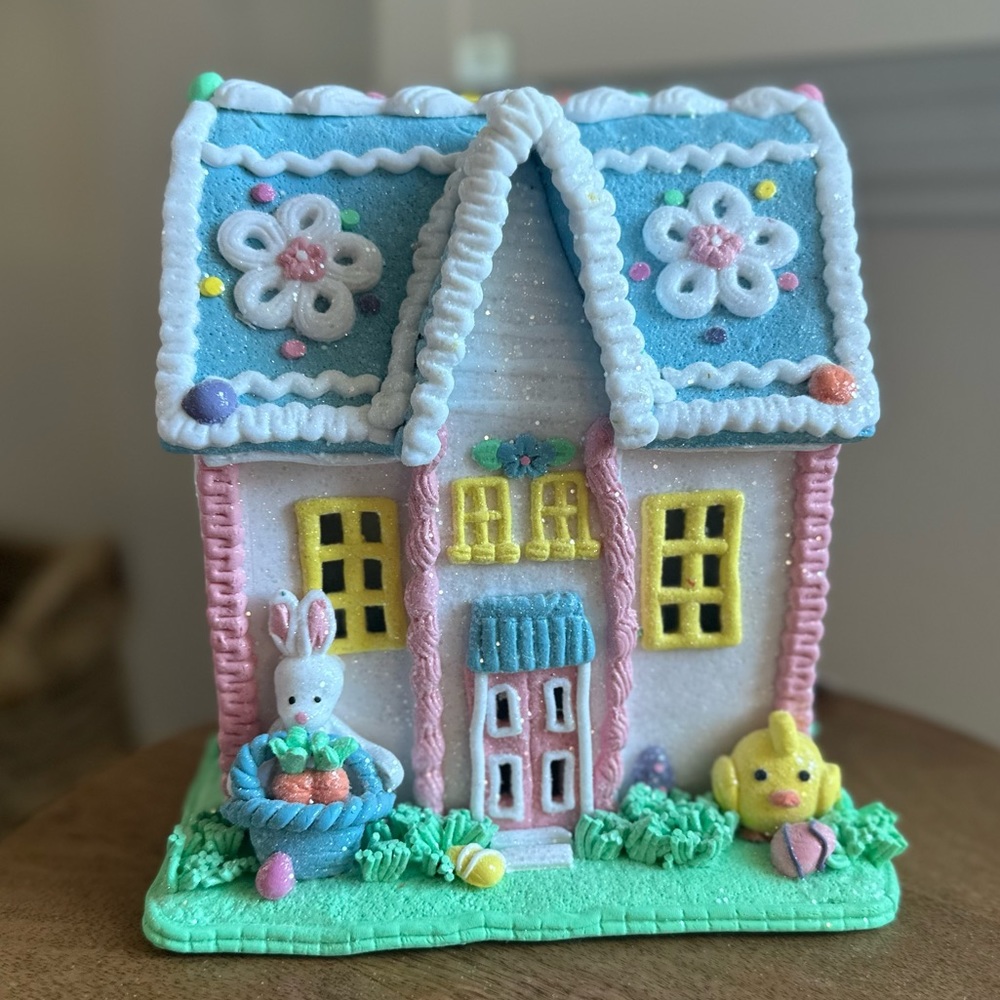 Easter Spring Home village house bunny chick glitter clay